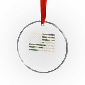 Hunting Fishing Loving Crystal Glass Ornament Hunter Fisher Camo American Flag