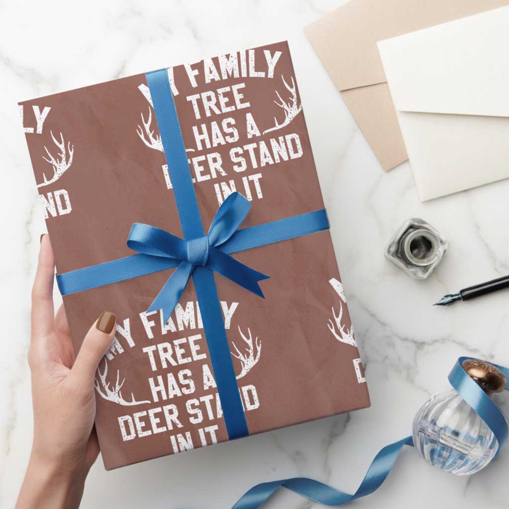 Hunting Wrapping Paper Roll My Family Tree Has A Deer Stand In It TS10 Mocha Print Your Wear
