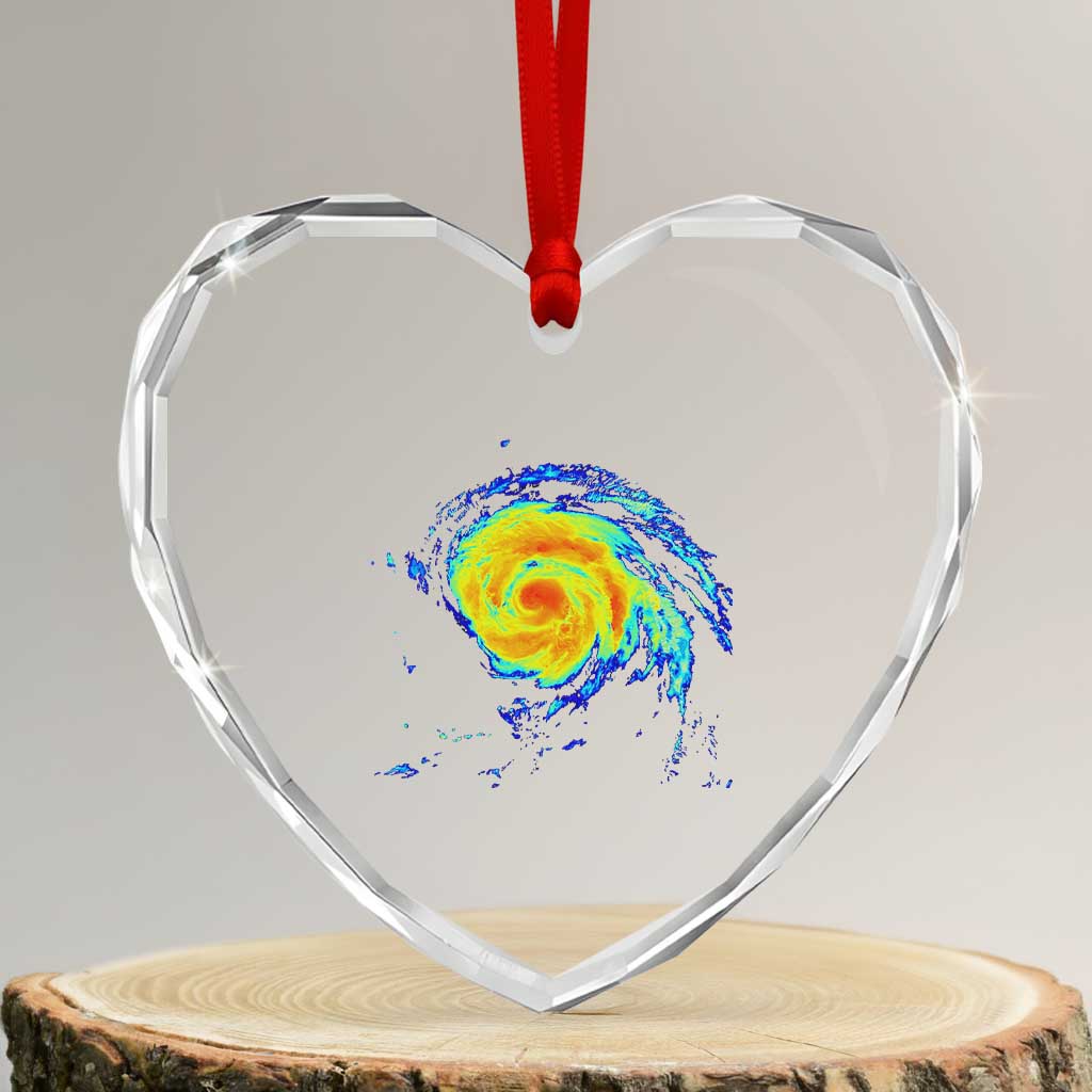 Hurricane Erin Heart Crystal Glass Ornament Meteorologist Weather Radar Storm Chasing TS11 Transparent Glass 3'' Heart Print Your Wear