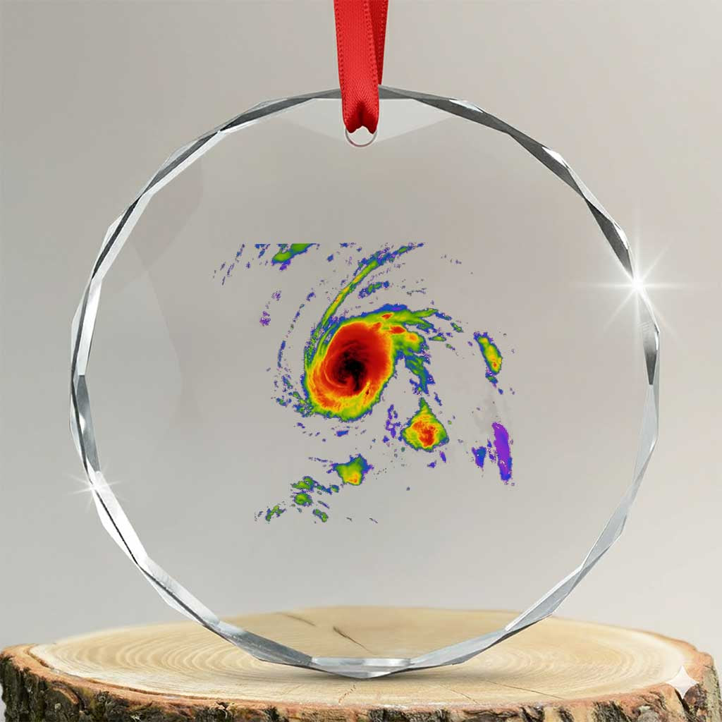 Hurricane Gabrielle 2025 Crystal Glass Ornament Meteorologist Weather Radar Storm Chasing TS11 Transparent Glass 3'' Circle Print Your Wear