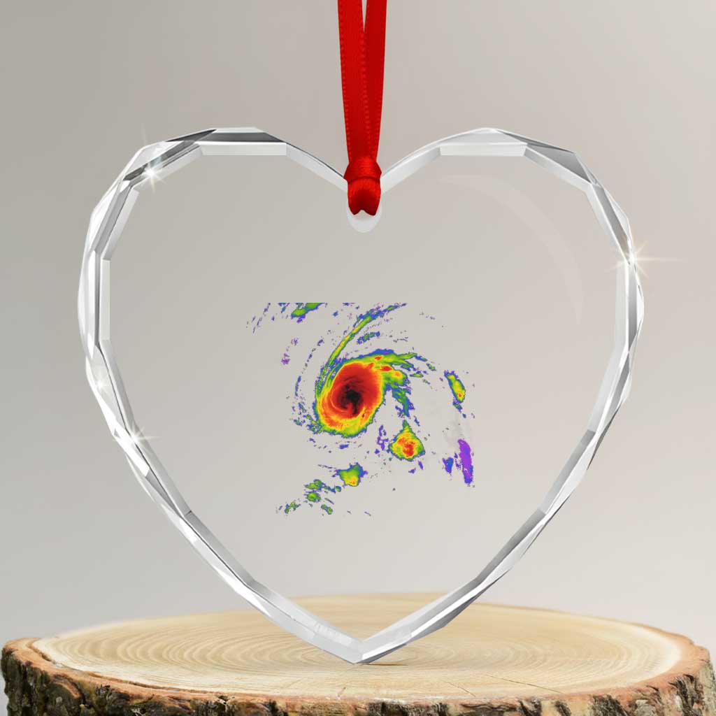 Hurricane Gabrielle 2025 Heart Crystal Glass Ornament Meteorologist Weather Radar Storm Chasing TS11 Transparent Glass 3'' Heart Print Your Wear
