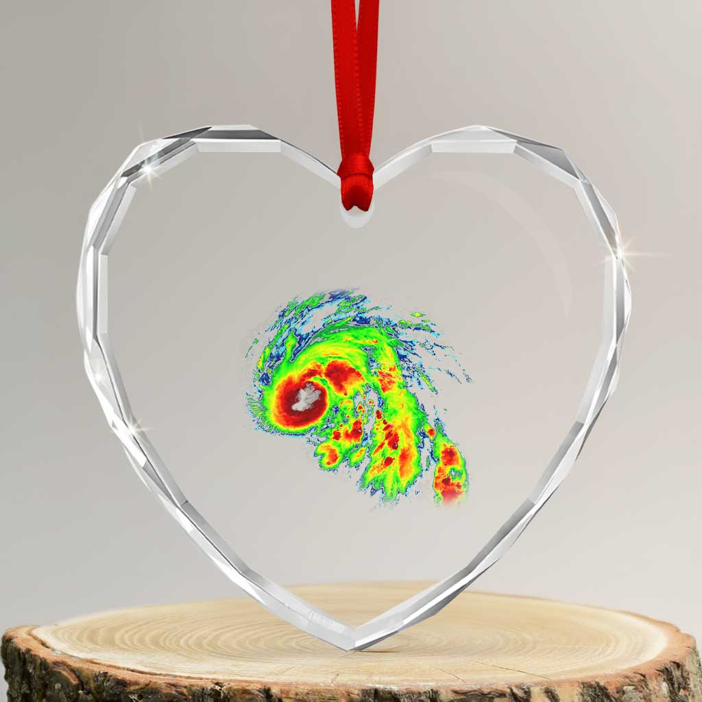 Hurricane Helene Heart Crystal Glass Ornament Meteorologist Weather Radar Image Storm Chasing TS11 Transparent Glass 3'' Heart Print Your Wear