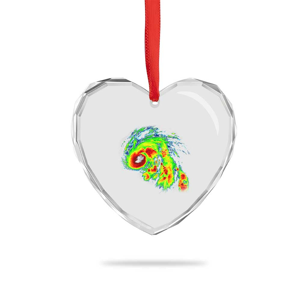 Hurricane Helene Heart Crystal Glass Ornament Meteorologist Weather Radar Image Storm Chasing TS11 Print Your Wear