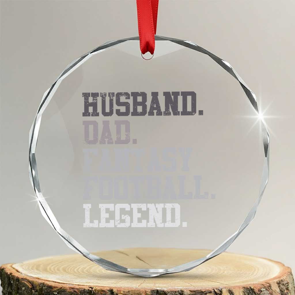 Husband Dad Fantasy Football Legend Crystal Glass Ornament Retro Fathers Day - Print Your Wear