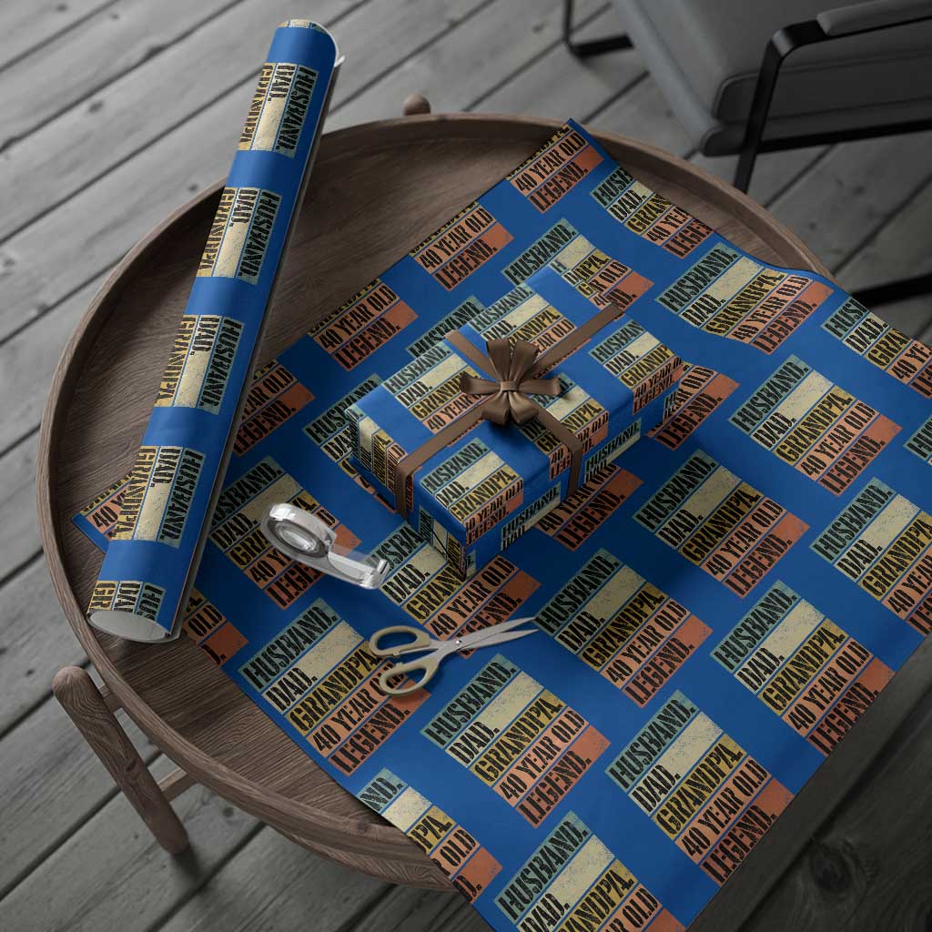 Husband Dad Grandpa 40 Year Old Legend Wrapping Paper Roll Funny 40th Birthday Fathers Day TS11 Blue Print Your Wear