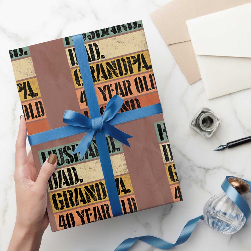 Husband Dad Grandpa 40 Year Old Legend Wrapping Paper Roll Funny 40th Birthday Fathers Day TS11 Mocha Print Your Wear