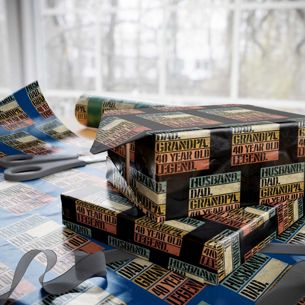 Husband Dad Grandpa 40 Year Old Legend Wrapping Paper Roll Funny 40th Birthday Fathers Day TS11 Black Print Your Wear