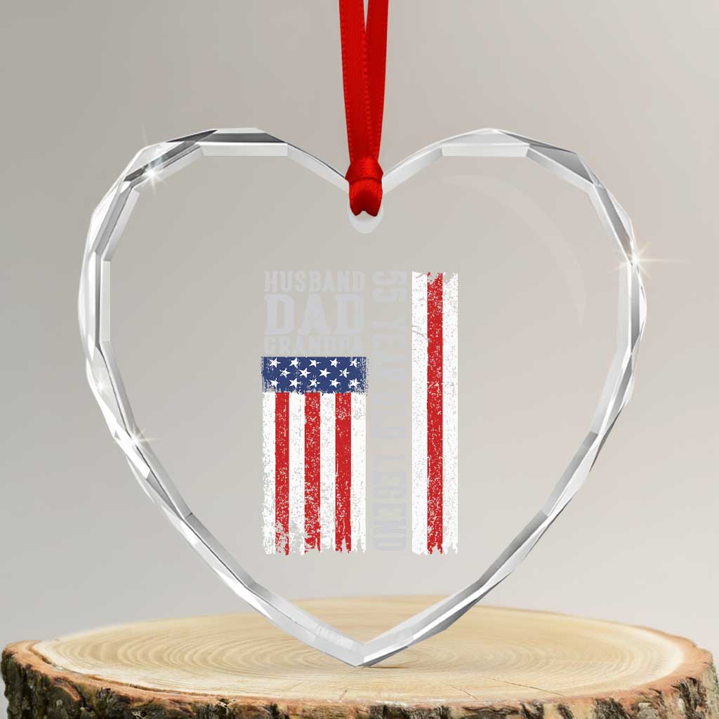 Husband Dad Grandpa 55 Year Old Legend Heart Crystal Glass Ornament American Flag Birthday Gift