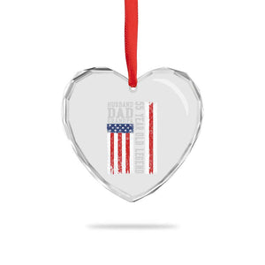 Husband Dad Grandpa 55 Year Old Legend Heart Crystal Glass Ornament American Flag Birthday Gift