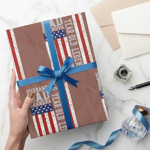Husband Dad Grandpa 65 Year Old Legend Wrapping Paper Roll American Flag Birthday Gift