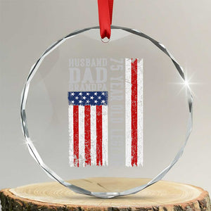 Husband Dad Grandpa 75 Year Old Legend Crystal Glass Ornament American Flag Birthday Gift TS12 Transparent Glass 3'' Circle Print Your Wear