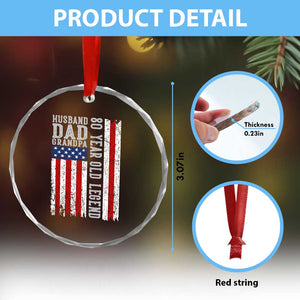 Husband Dad Grandpa 80 Year Old Legend Crystal Glass Ornament American Flag Birthday Gift TS12 Print Your Wear
