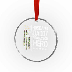Husband Daddy Protector Hero Crystal Glass Ornament Dad Guns Fathers Day Camo American Flag TS10 Print Your Wear