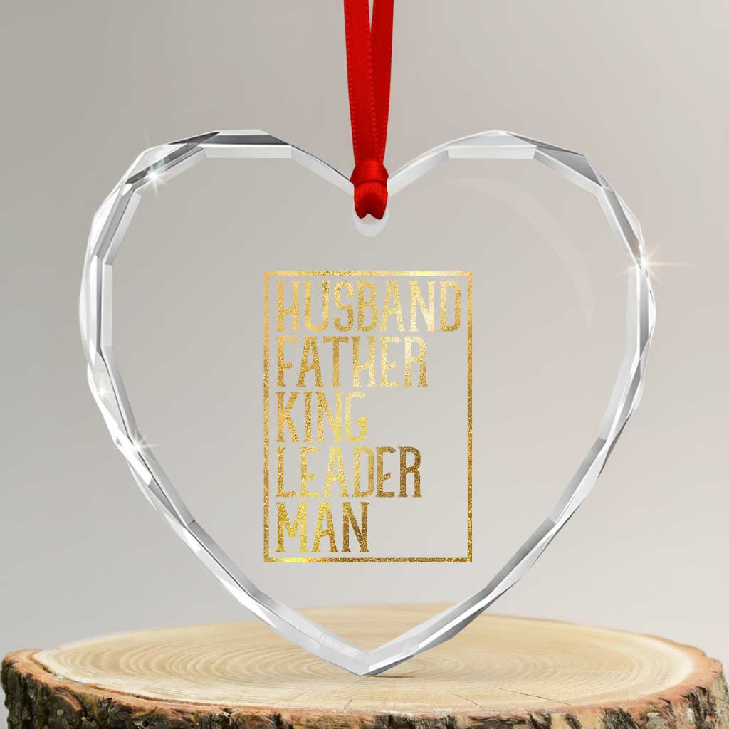 Husband Father King Leader Man Heart Crystal Glass Ornament Proud Black Dad Gift