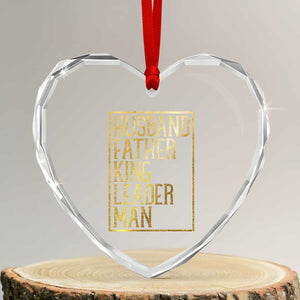 Husband Father King Leader Man Heart Crystal Glass Ornament Proud Black Dad Gift
