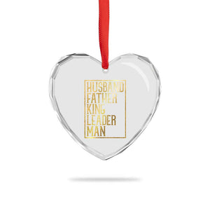 Husband Father King Leader Man Heart Crystal Glass Ornament Proud Black Dad Gift