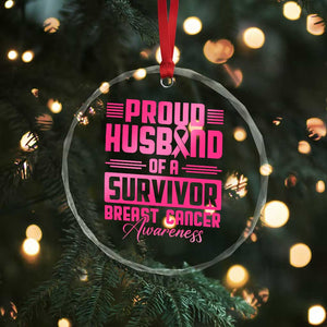 Husband Of A Warrior Breast Cancer Awareness Crystal Glass Ornament Wife Support Squad TS10 Print Your Wear