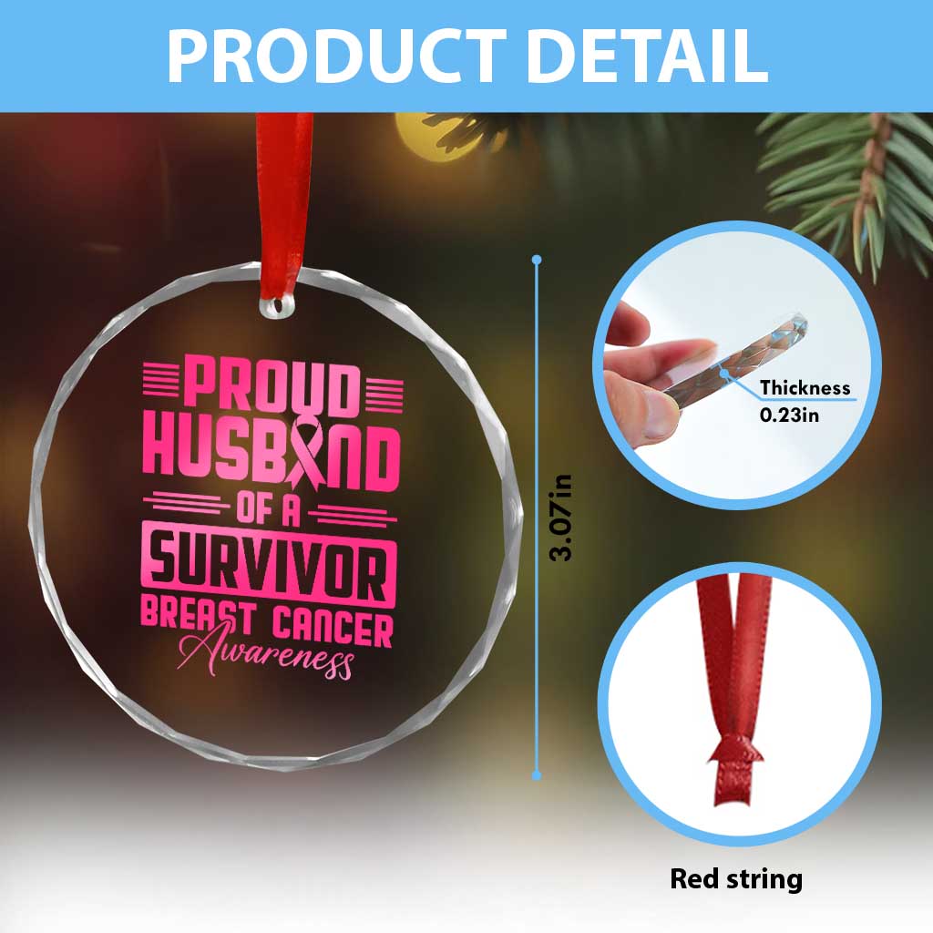 Husband Of A Warrior Breast Cancer Awareness Crystal Glass Ornament Wife Support Squad TS10 Print Your Wear