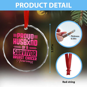Husband Of A Warrior Breast Cancer Awareness Crystal Glass Ornament Wife Support Squad TS10 Print Your Wear