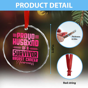 Husband Of A Warrior Breast Cancer Awareness Crystal Glass Ornament Wife Support Squad TS10 Print Your Wear