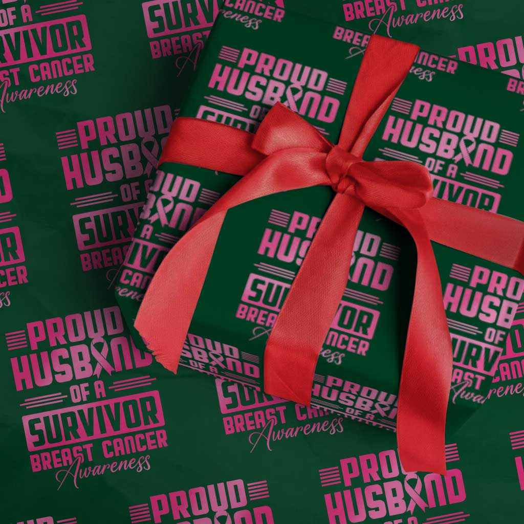 Husband Of A Warrior Breast Cancer Awareness Wrapping Paper Roll Wife Support Squad TS10 Green Print Your Wear