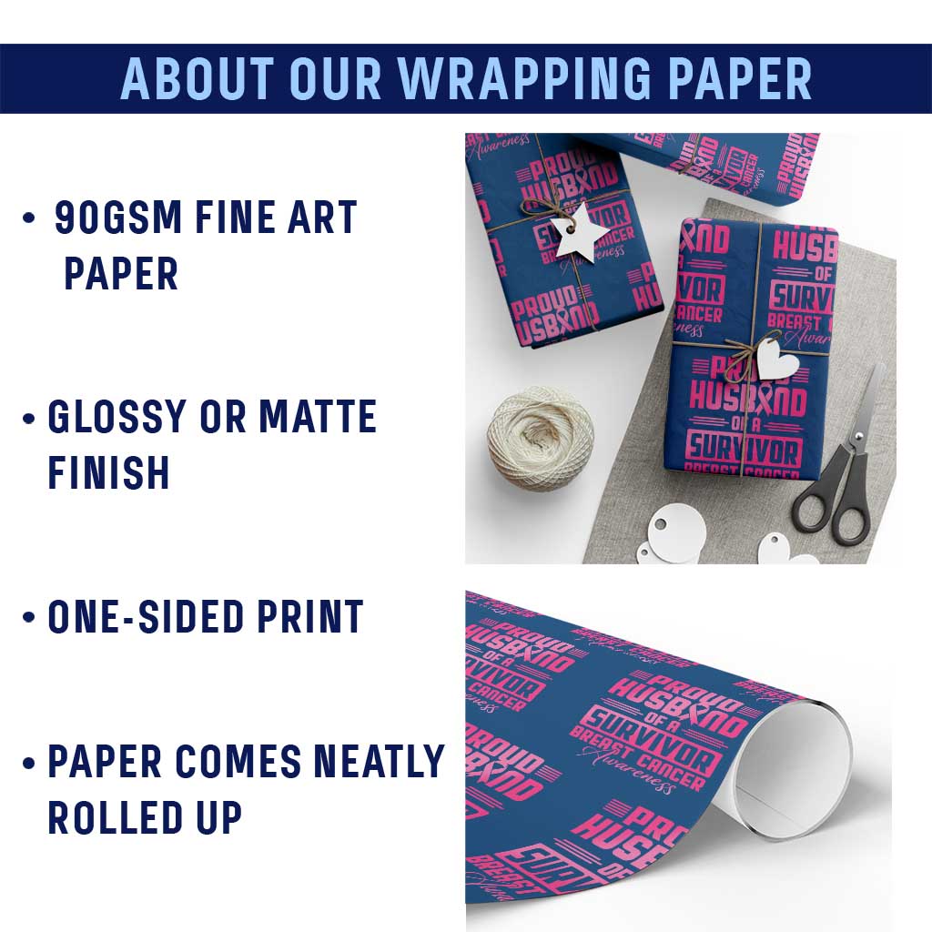 Husband Of A Warrior Breast Cancer Awareness Wrapping Paper Roll Wife Support Squad TS10 Print Your Wear