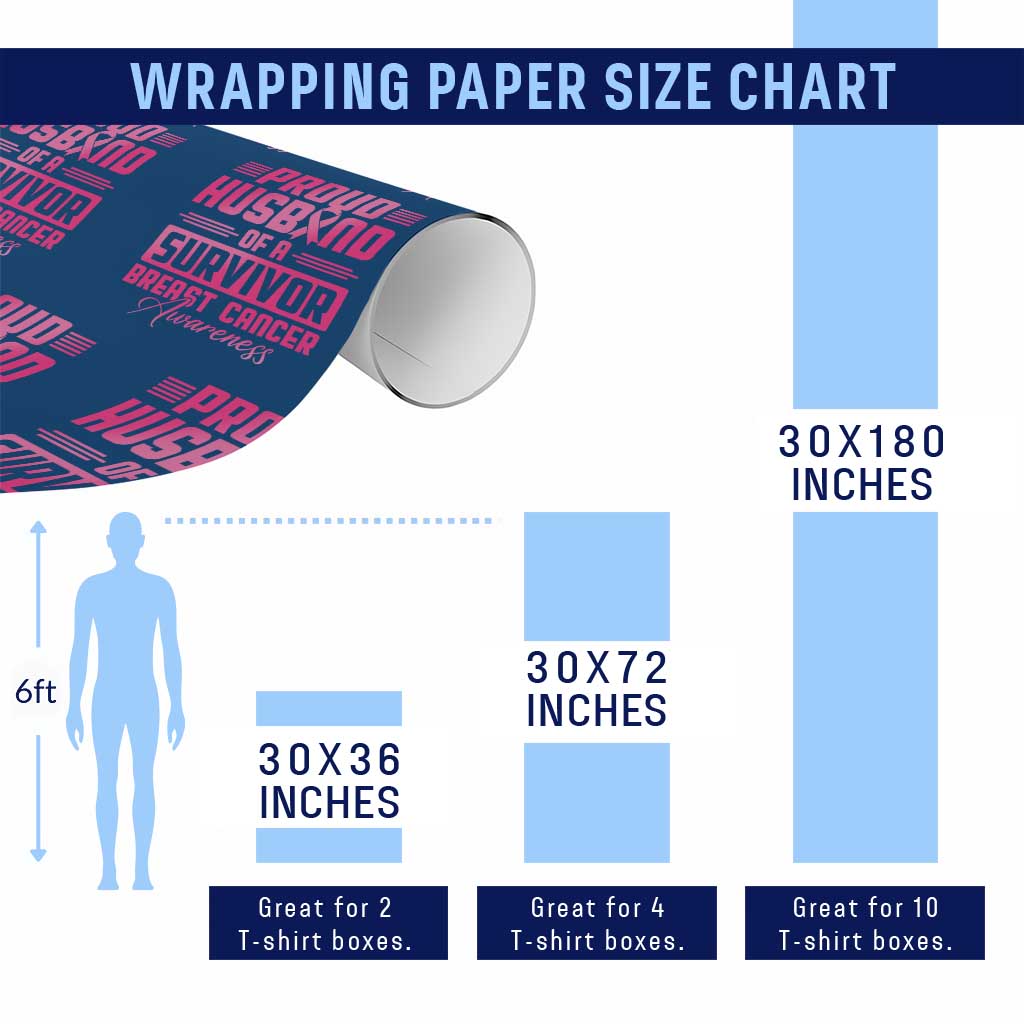Husband Of A Warrior Breast Cancer Awareness Wrapping Paper Roll Wife Support Squad TS10 Print Your Wear