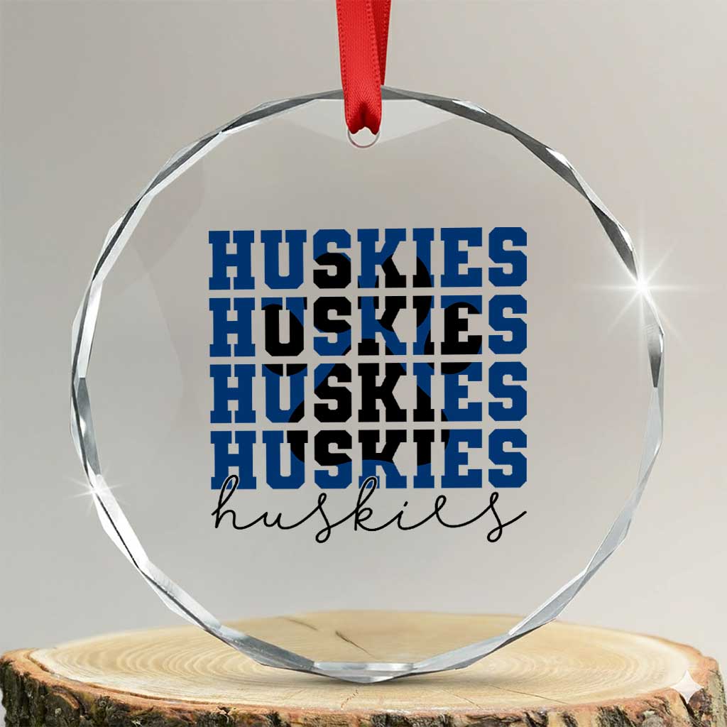 Husky Fan Paw Inset Crystal Glass Ornament Team Pride School Spirit TS12 Transparent Glass 3'' Circle Print Your Wear