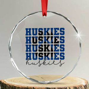 Husky Fan Paw Inset Crystal Glass Ornament Team Pride School Spirit TS12 Transparent Glass 3'' Circle Print Your Wear