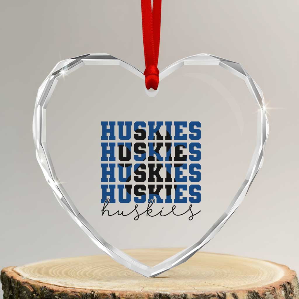 Husky Fan Paw Inset Heart Crystal Glass Ornament Team Pride School Spirit TS12 Transparent Glass 3'' Heart Print Your Wear