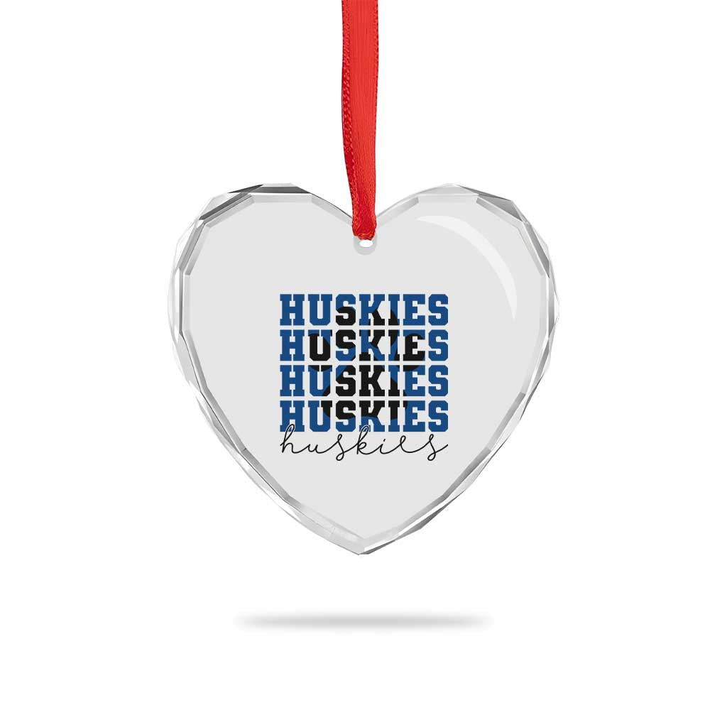 Husky Fan Paw Inset Heart Crystal Glass Ornament Team Pride School Spirit TS12 Print Your Wear