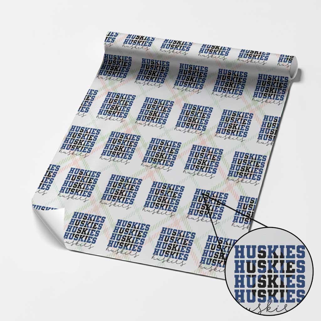 Husky Fan Paw Inset Wrapping Paper Roll Team Pride School Spirit TS12 Christmas Plaid Print Your Wear