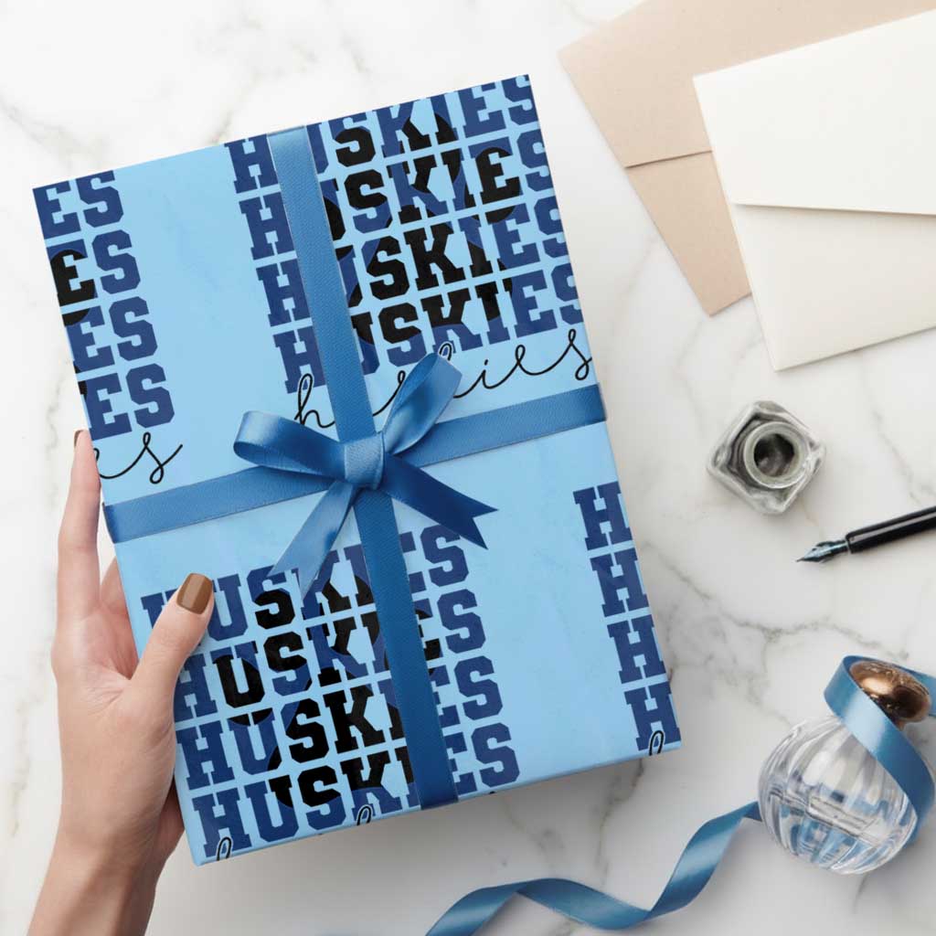 Husky Fan Paw Inset Wrapping Paper Roll Team Pride School Spirit TS12 Light Blue Print Your Wear