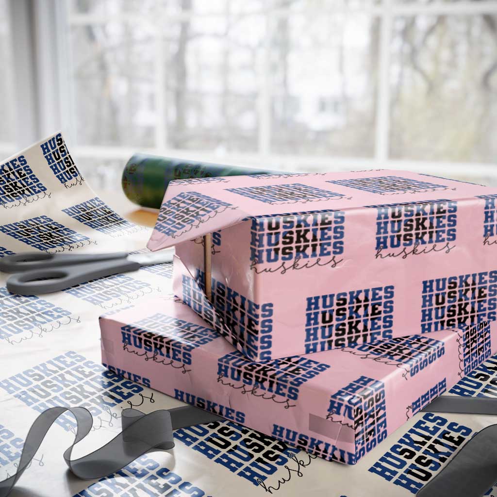 Husky Fan Paw Inset Wrapping Paper Roll Team Pride School Spirit TS12 Light Pink Print Your Wear