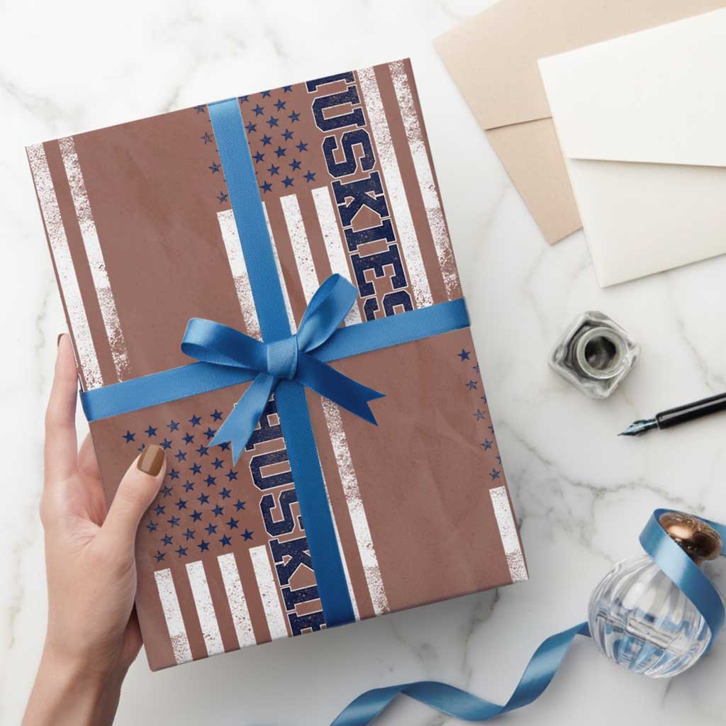 Husky Lover Sports Varsity Aesthetic Letters Vintage American Flag Wrapping Paper Roll TS11 Mocha Print Your Wear