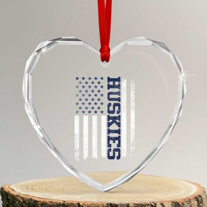 Husky Lover Sports Varsity Aesthetic Letters Vintage American Flag Heart Crystal Glass Ornament TS11 Transparent Glass 3'' Heart Print Your Wear