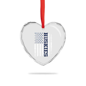 Husky Lover Sports Varsity Aesthetic Letters Vintage American Flag Heart Crystal Glass Ornament TS11 Print Your Wear