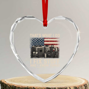 HVAC Technician American Flag Heart Crystal Glass Ornament I Fix Stuff And I Know Things American Flag