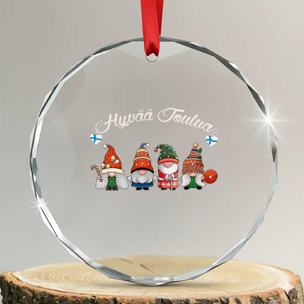 Hyvaa Joulua Crystal Glass Ornament Finland Christmas Gnome Korsnäs Sweater TS11 Transparent Glass 3'' Circle Print Your Wear