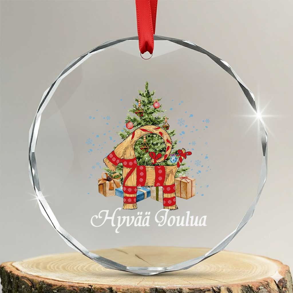 Hyvaa joulua Crystal Glass Ornament Finland Xmas Yulegoat Xmas Tree Himmeli TS11 Transparent Glass 3'' Circle Print Your Wear