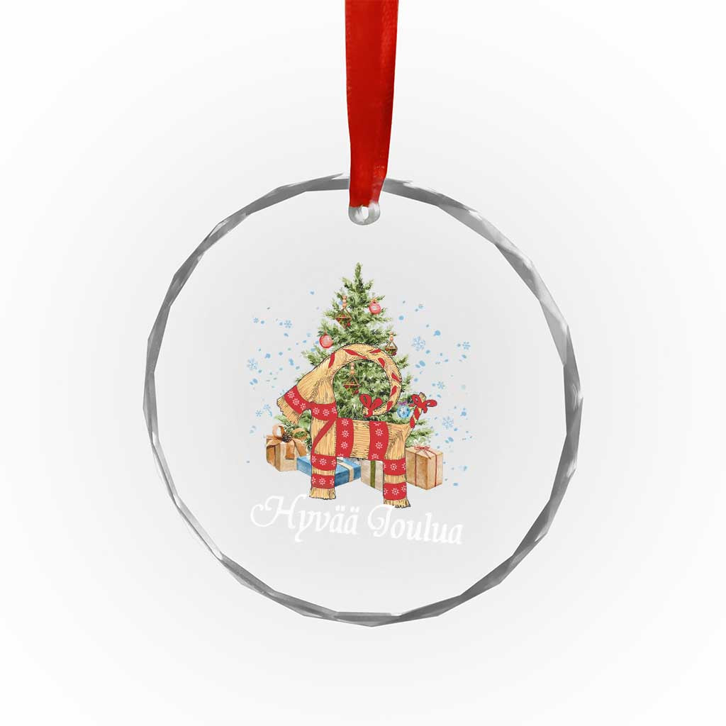 Hyvaa joulua Crystal Glass Ornament Finland Xmas Yulegoat Xmas Tree Himmeli TS11 Print Your Wear