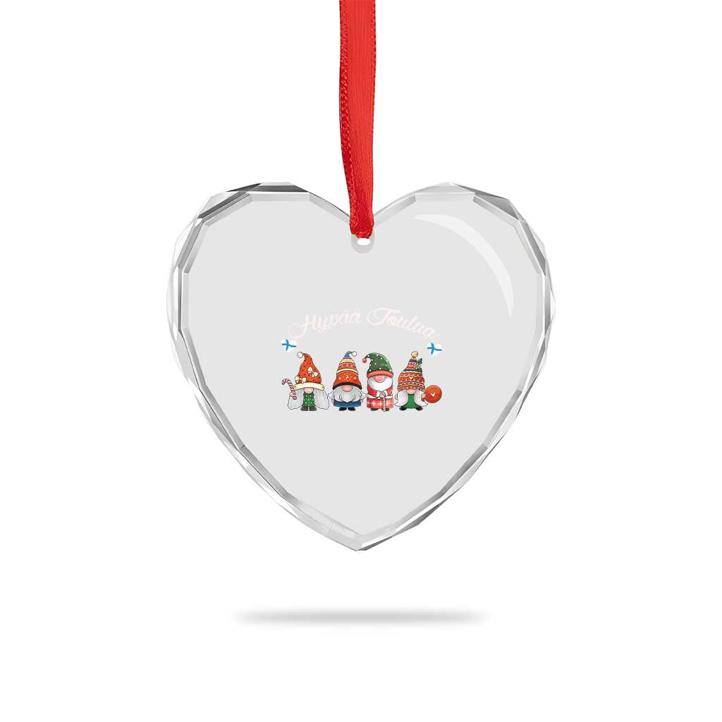 Hyvaa Joulua Heart Crystal Glass Ornament Finland Christmas Gnome Korsnäs Sweater TS11 Print Your Wear
