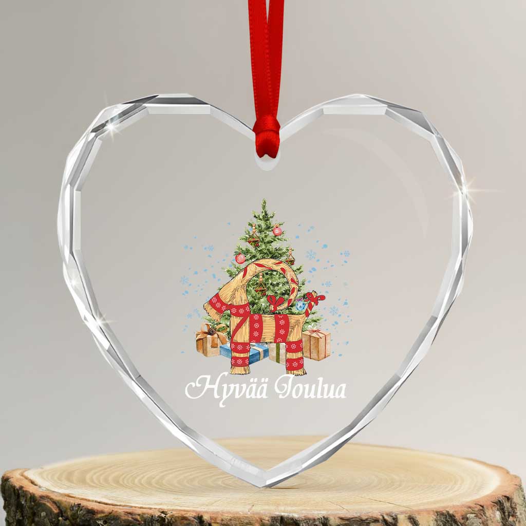 Hyvaa joulua Heart Crystal Glass Ornament Finland Xmas Yulegoat Xmas Tree Himmeli TS11 Transparent Glass 3'' Heart Print Your Wear