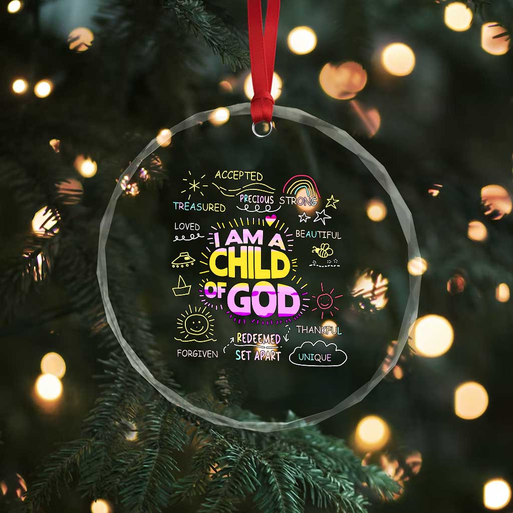 I Am A Child Of God Crystal Glass Ornament Retro Christian Jesus Faith TS02 Print Your Wear
