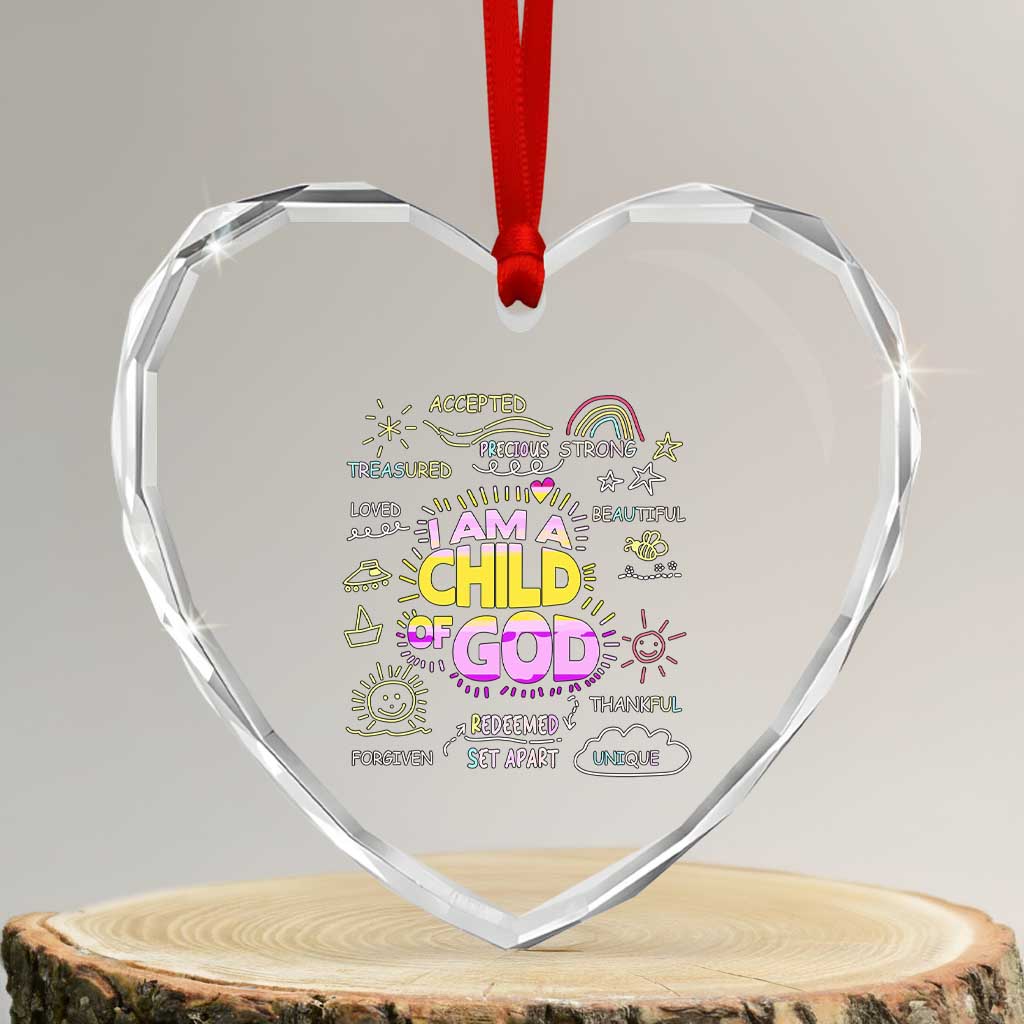 I Am A Child Of God Heart Crystal Glass Ornament Retro Christian Jesus Faith TS02 Transparent Glass 3'' Heart Print Your Wear