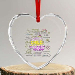 I Am A Child Of God Heart Crystal Glass Ornament Retro Christian Jesus Faith TS02 Transparent Glass 3'' Heart Print Your Wear