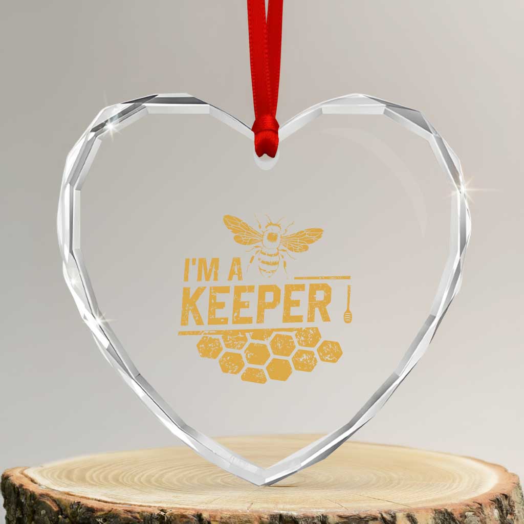 I Am A Keeper Heart Crystal Glass Ornament Honey Bee Apiarist Funny Beekeeping TS11 Transparent Glass 3'' Heart Print Your Wear