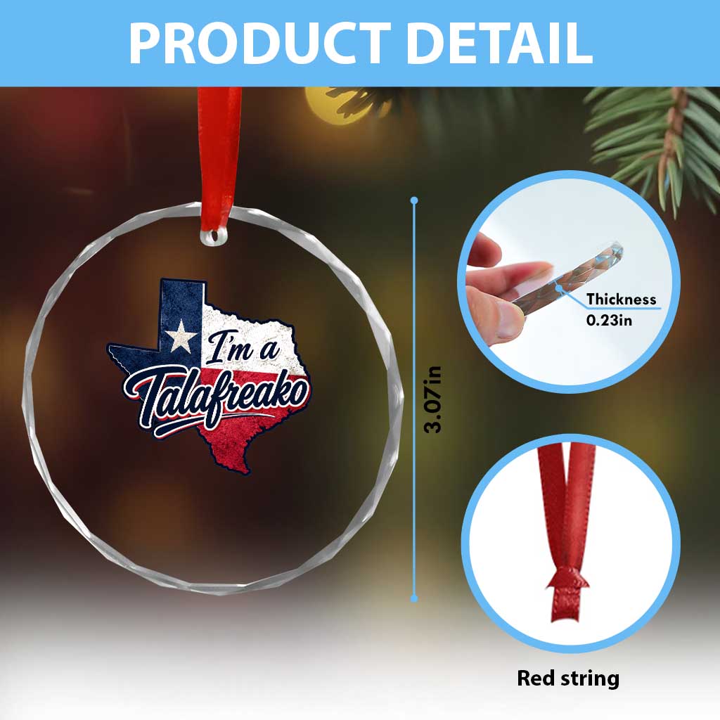I Am A Talafreako James Talarico Crystal Glass Ornament US Senate Vintage Texas Map TS11 Print Your Wear