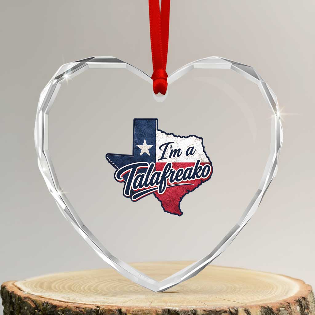 I Am A Talafreako James Talarico Heart Crystal Glass Ornament US Senate Vintage Texas Map TS11 Transparent Glass 3'' Heart Print Your Wear
