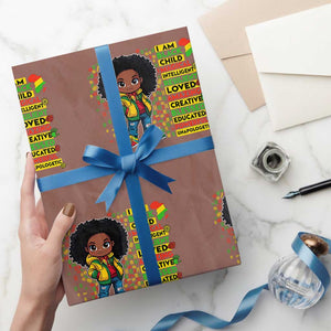 I Am Black Child Wrapping Paper Roll Afro Girl African American Pride Black History Month TS02 Mocha Print Your Wear